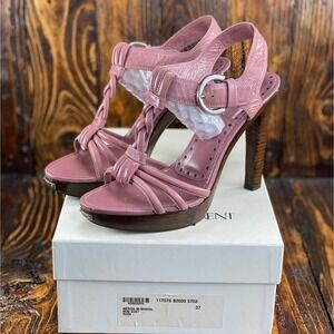 Yves Saint Laurent Merida 90 Women Strap Heel Sandals Pink‎ Rosa Size 37/US 7